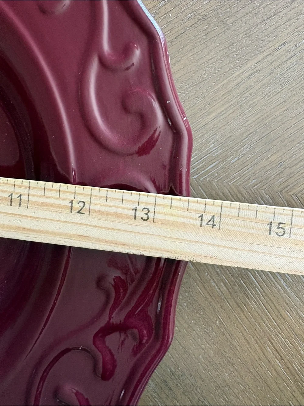 Home Interiors Garnet Red Embossed Ceramic Dinner Bowl